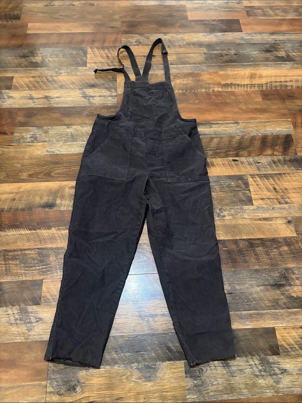 Aerie Werk And Play Dark Gray Corduroy Overalls Frayed Hemline Wmn's Medium